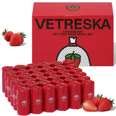 VETRESKA strawberry scented poop bags box for easy walks and odor control