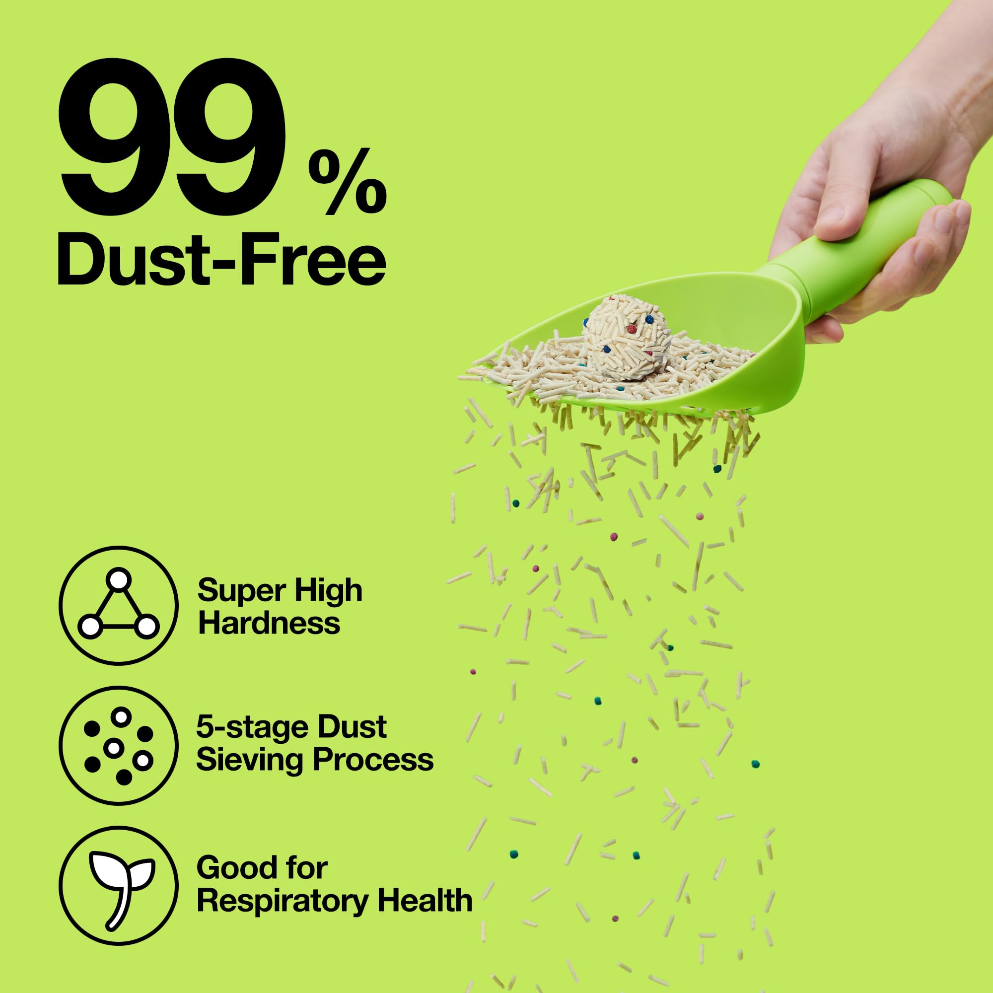 VETRESKA Tofu Cat Litter high-absorption pellets lock in moisture and odor.