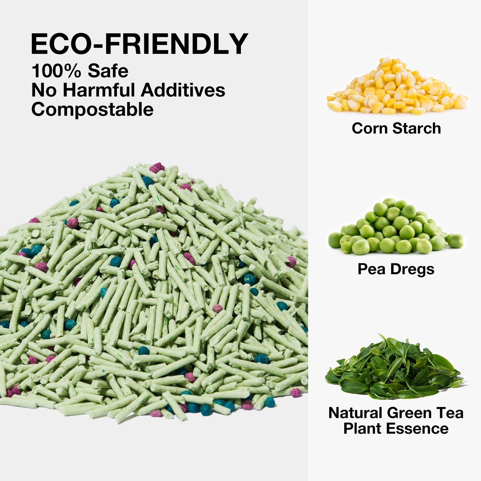 Vetreska Tofu Cat Litter instant clumping shown for quick, easy scooping.