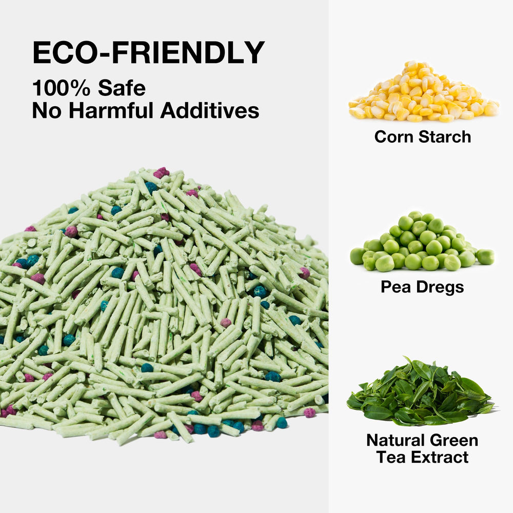 VETRESKA Tofu Cat Litter low-tracking formula reduces mess after use.