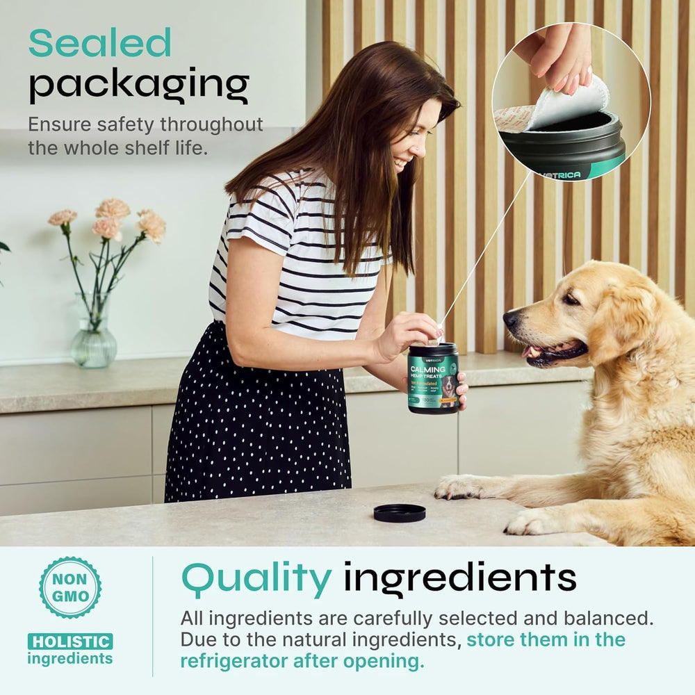 Vetrica Calming Chews packaging bottle on display
