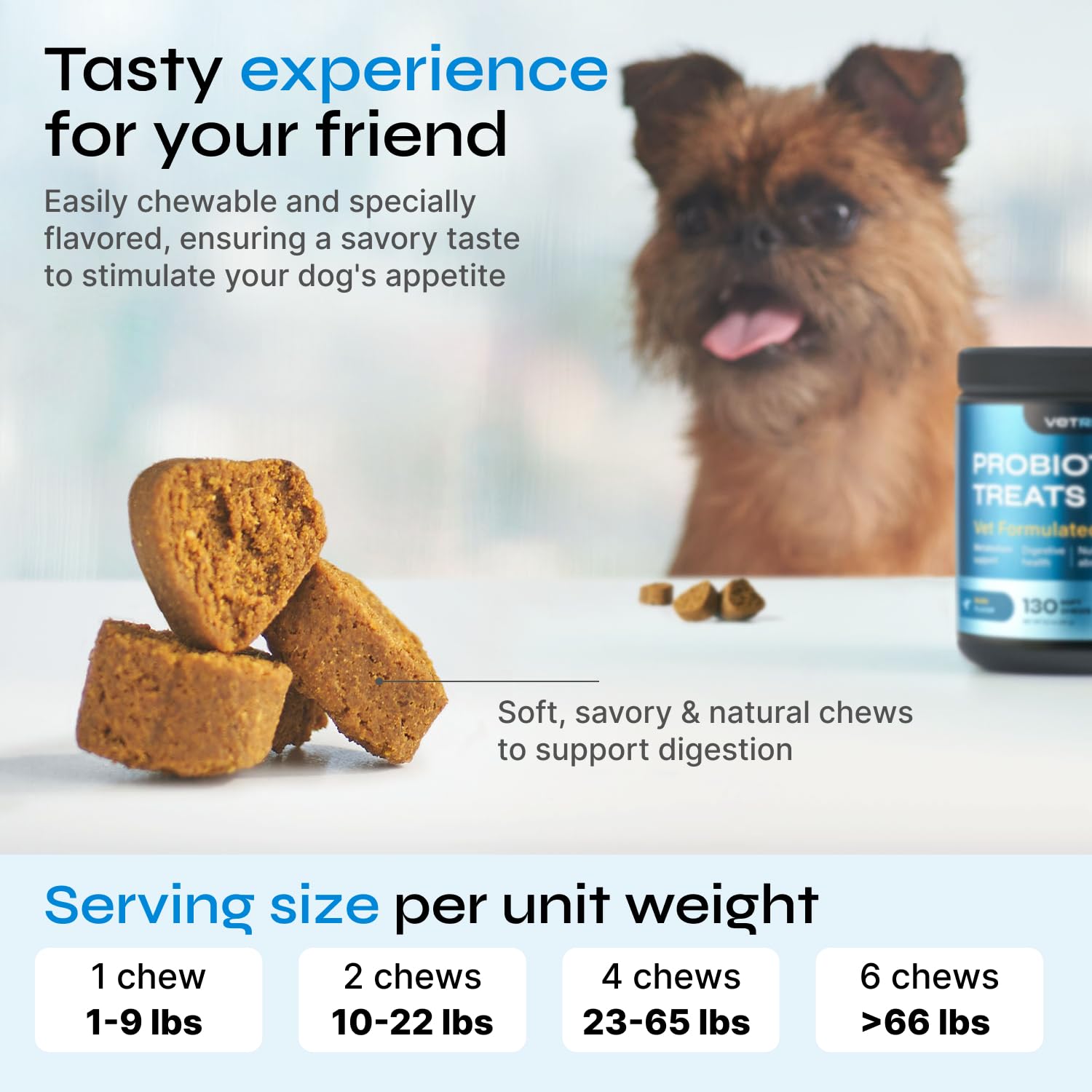 Vetrica natural ingredients feature with pumpkin powder and yeast shows wholesome dog health benefits.