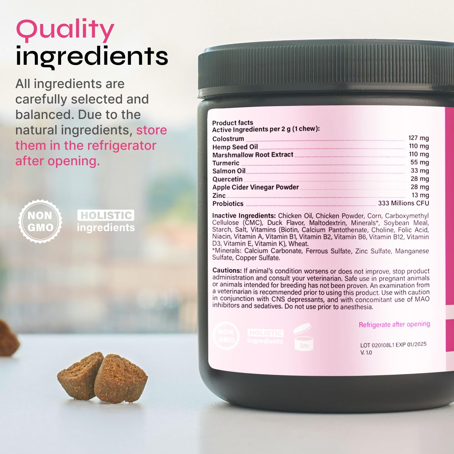 Vetrica seasonal allergy support for dogs using natural ingredients.