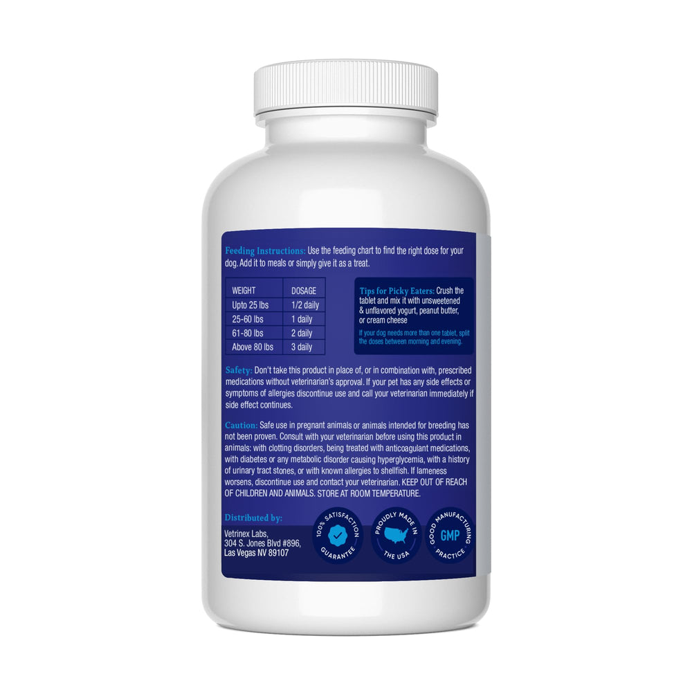 Vetrinex Labs packaging image shows 120 tablets per bottle.