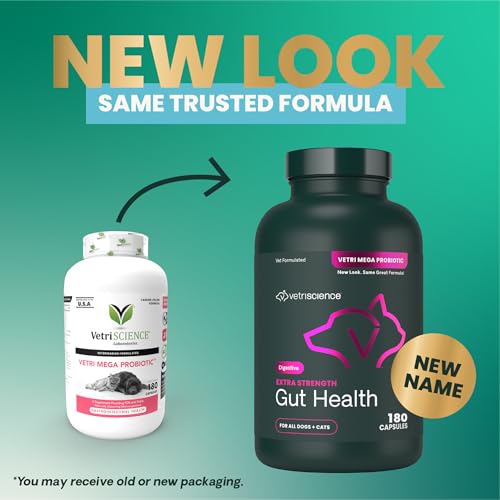 VetriScience Extra Strength bottle pour highlights easy-open capsules for daily gut health