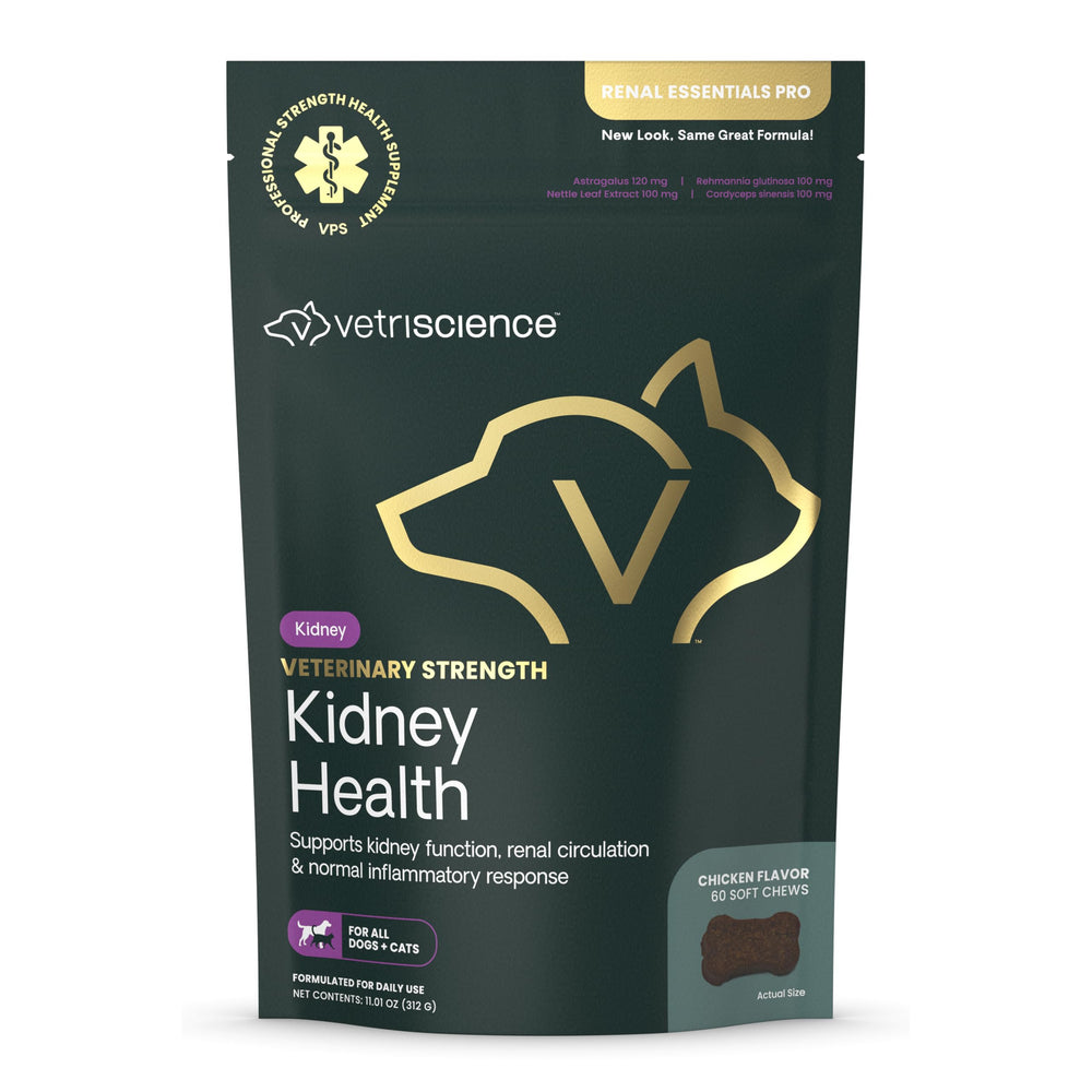 VetriScience Kidney Health Chews bottle packaging for balanced pet detox support