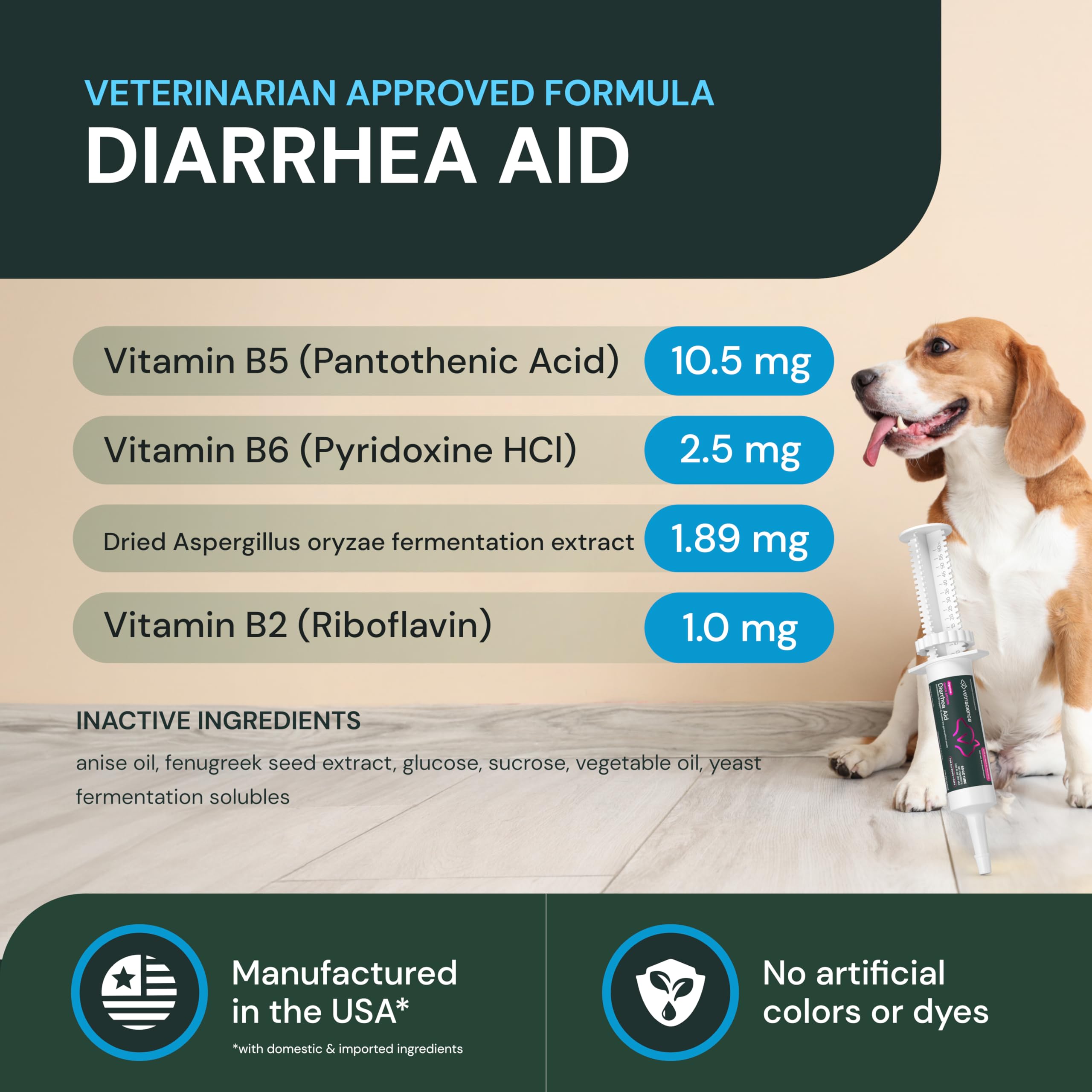 VetriScience Quick Action Diarrhea Aid Paste packaging on shelf