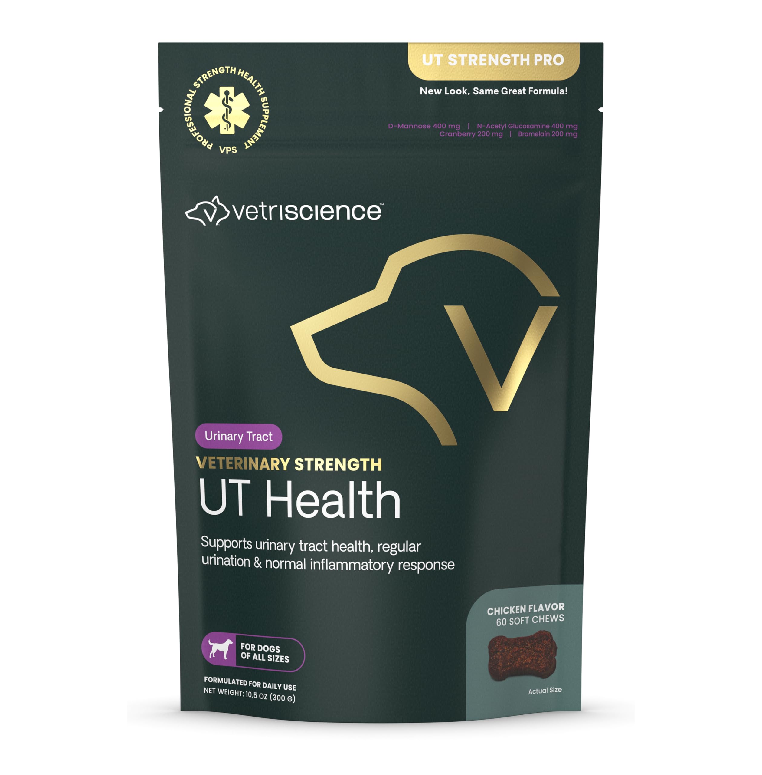 VetriScience UT Health Chews bottle front for canine urinary support and everyday wellness