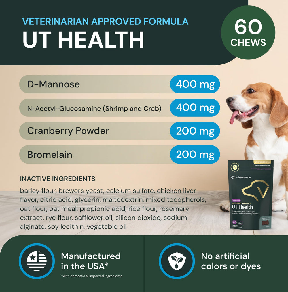 VetriScience UT Health Chews dog sniffing treats emphasizes easy daily bladder care