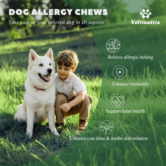 Vetriuntrix allergy chews packaging shows 120 chews two-month supply