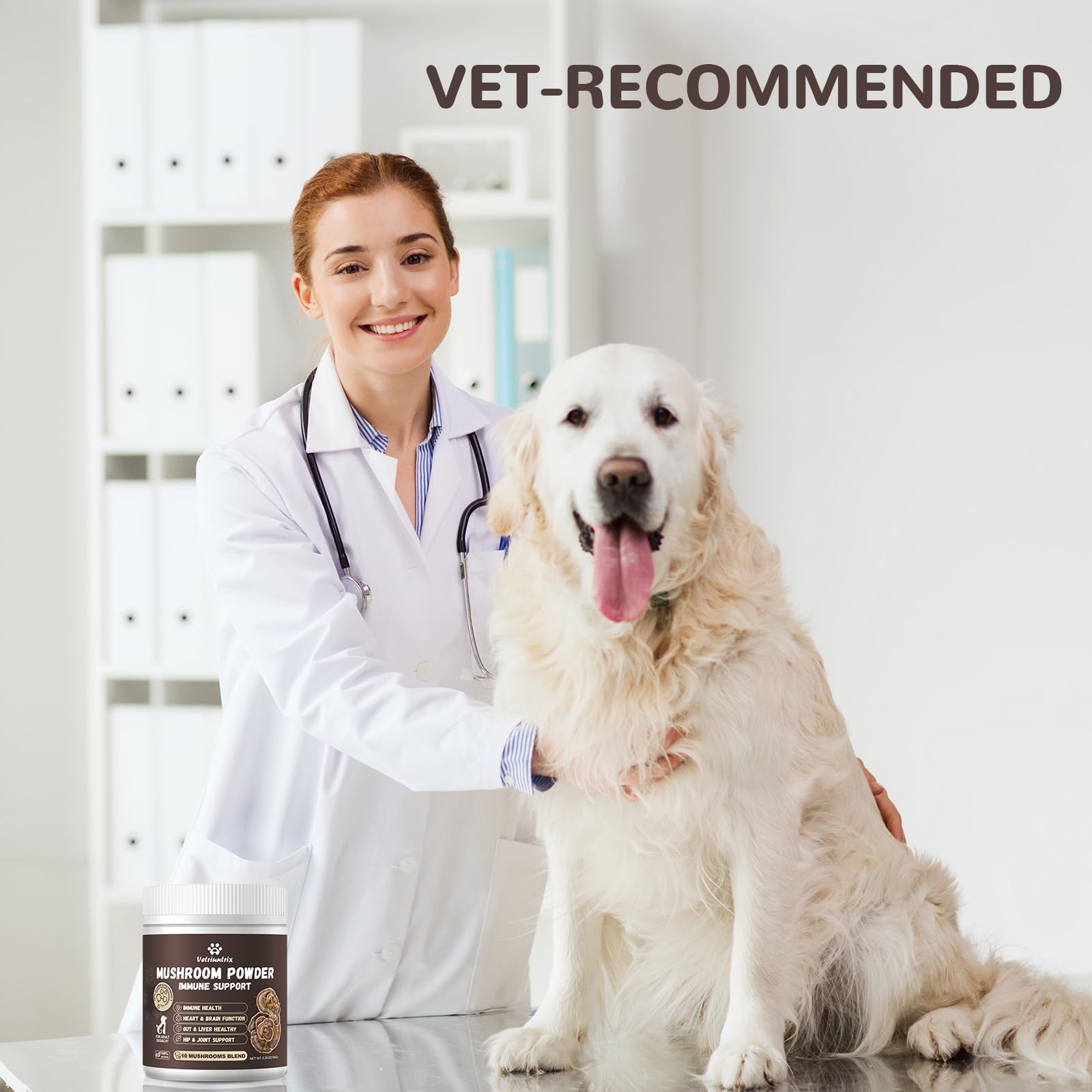 Vetriuntrix lab-tested pet supplement label conveys potency and safety for dogs and cats.