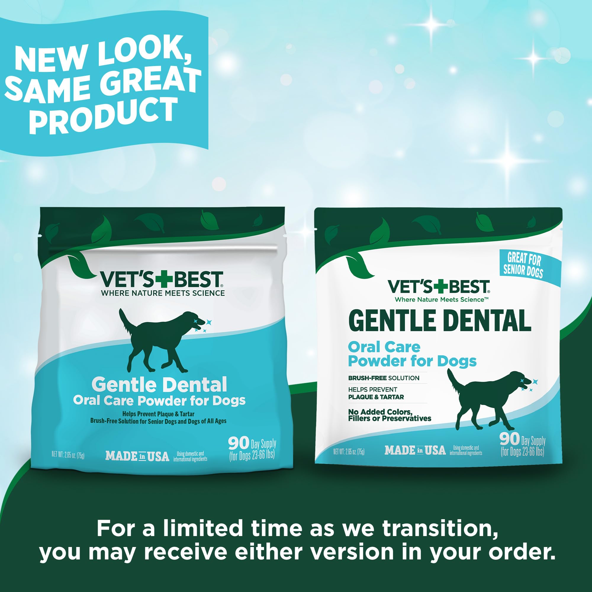 Vet’s Best breath-freshening powder for dogs supports clean mouth after meals