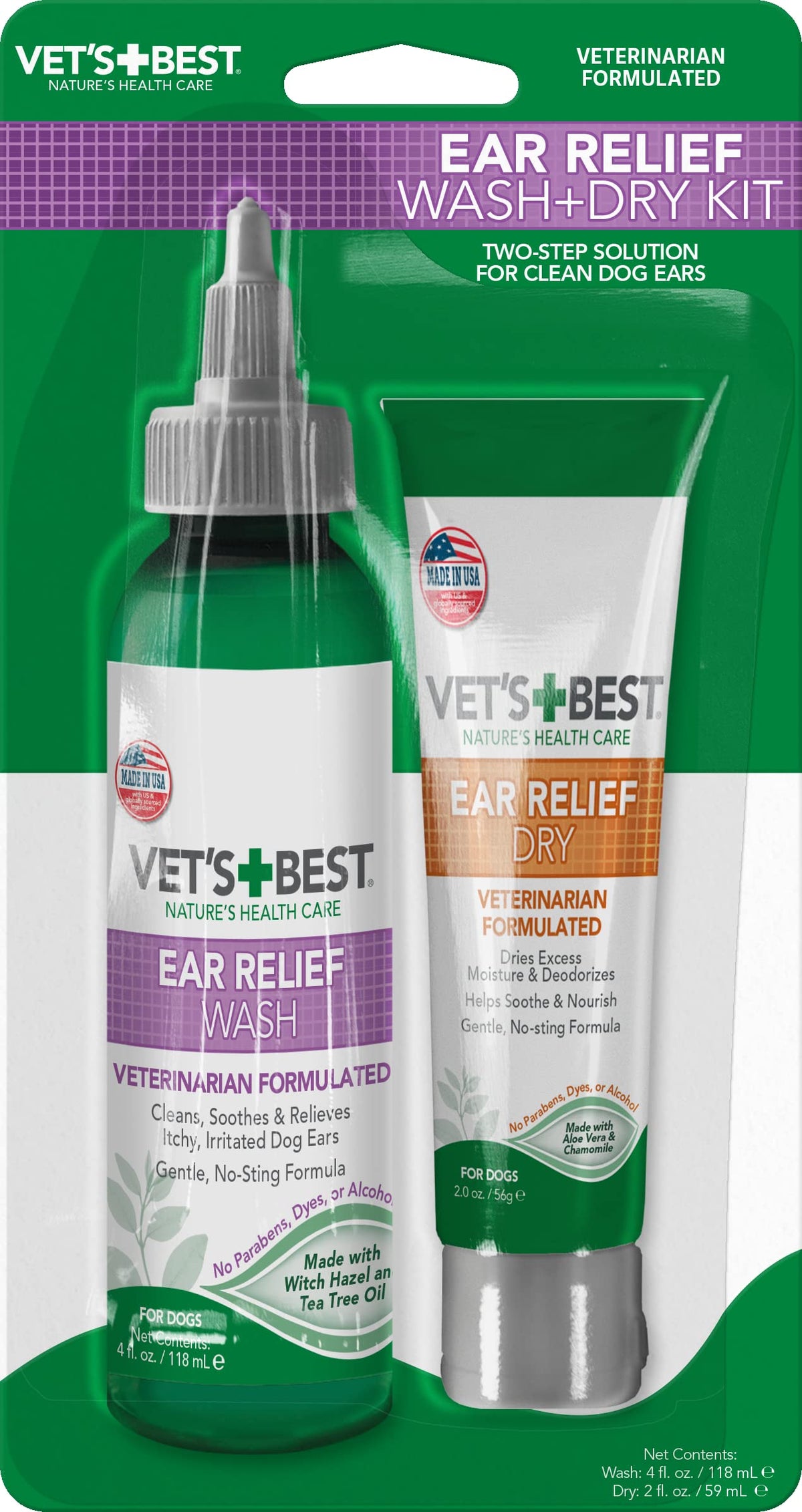 Vet's Best Ear Relief Wash bottle helps calm irritation and odor between baths.