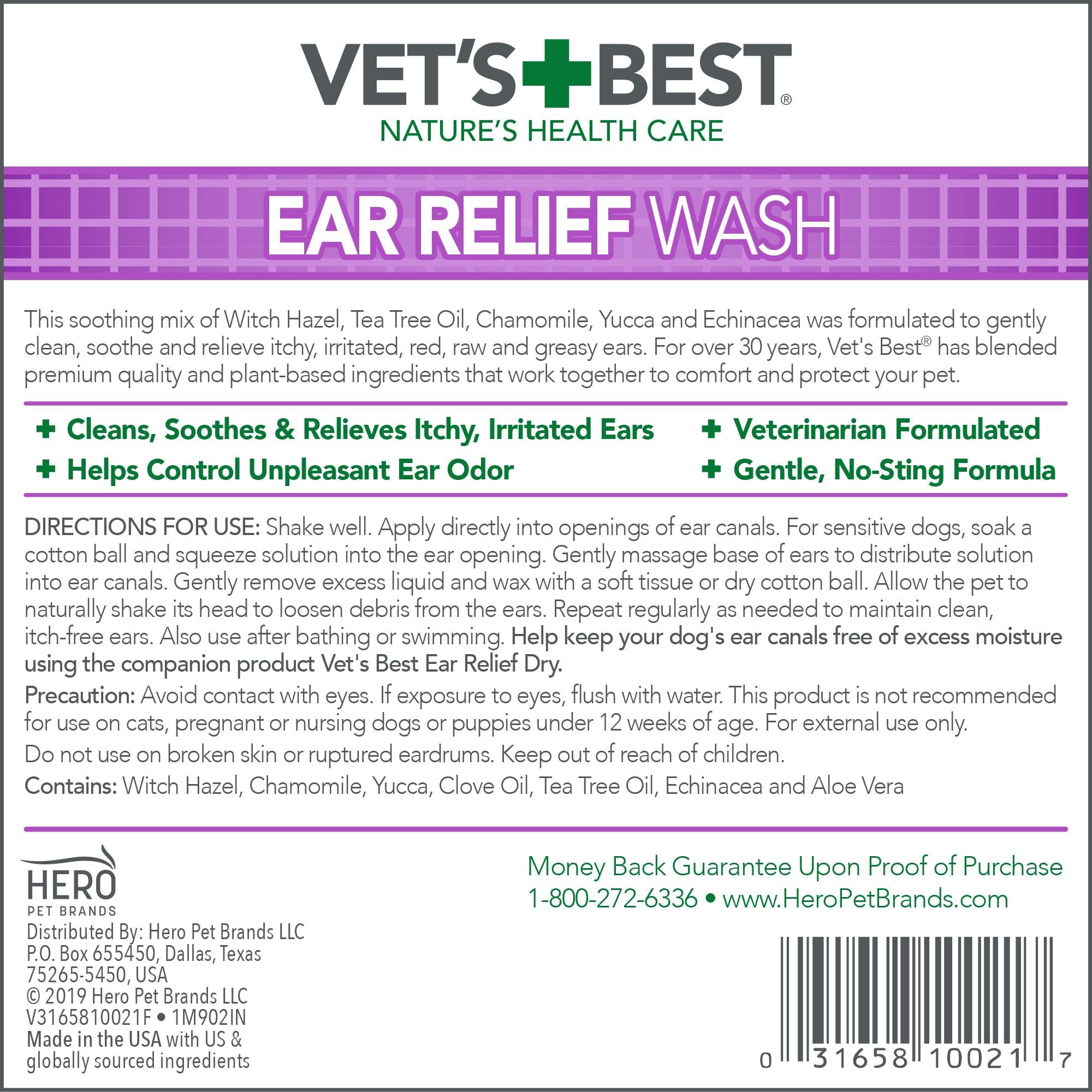 Vet's Best Ear Relief Wash packaging front showing product details