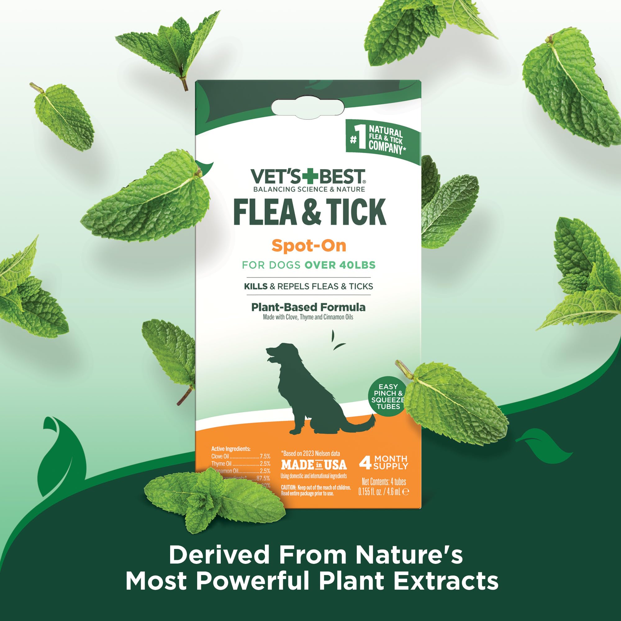 Vets Best notes clove thyme cinnamon oils in a plant-based formula