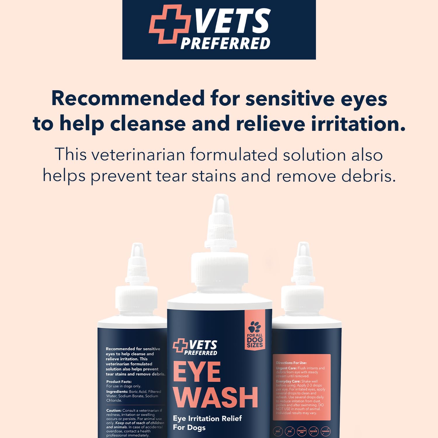Vets Preferred Eye Cleaner may relieve allergy-related eye itchiness.
