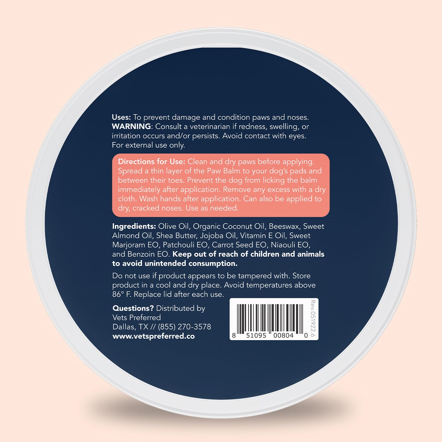 Vets Preferred Paw Balm made in USA under GMP standards