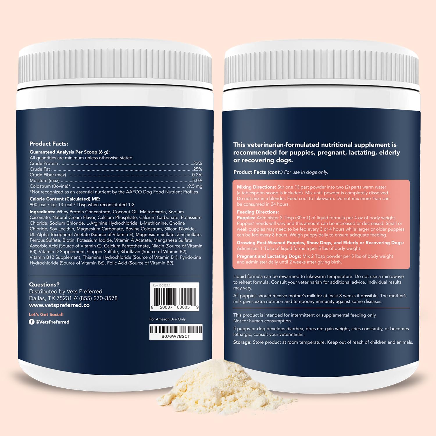 Vets Preferred powder dissolves well in water for quick preparation.