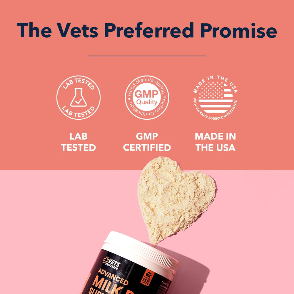 Vets Preferred ready-to-use milk replacer being fed to puppies supports growth.