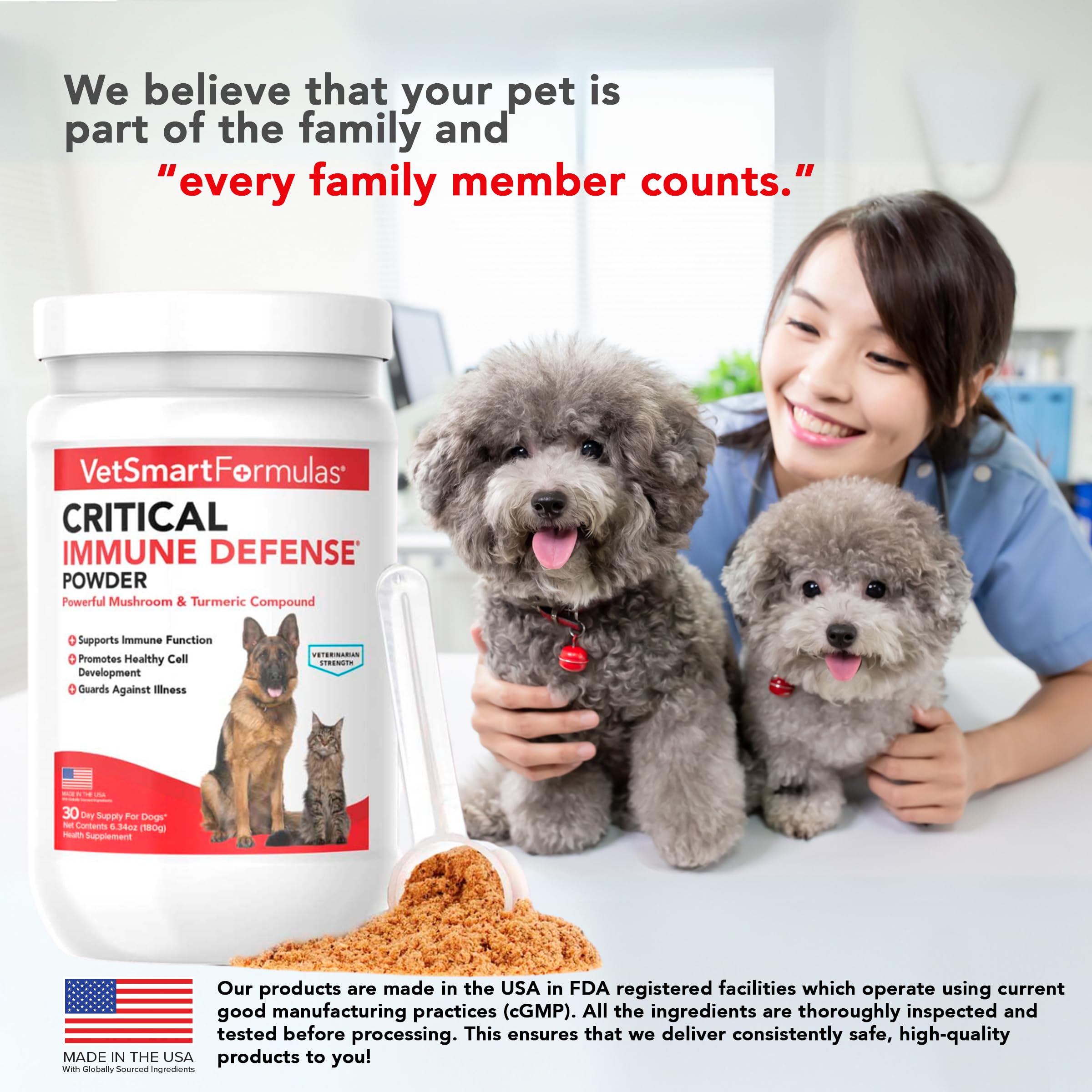 VetSmart Formulas white turmeric root extract highlights healthy cell support.
