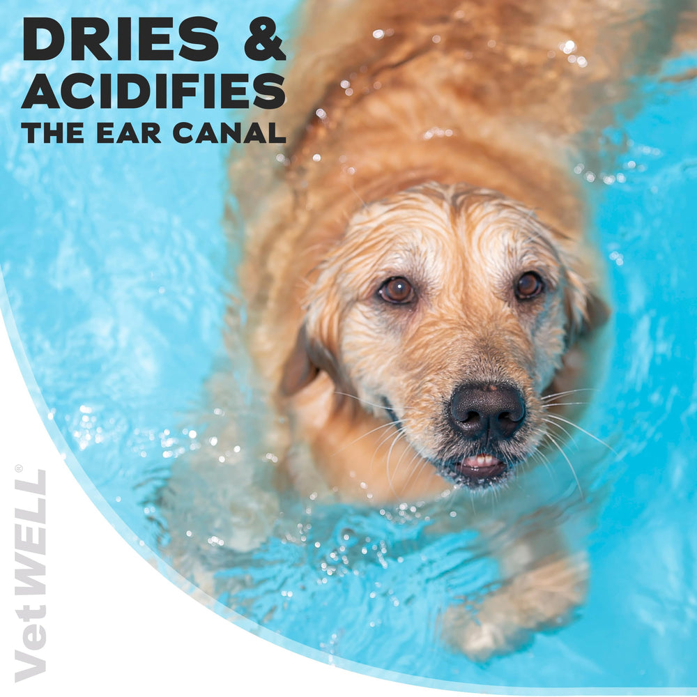 VetWELL Ear Cleaner dog ear rinse picture illustrating odor control and cleanliness.