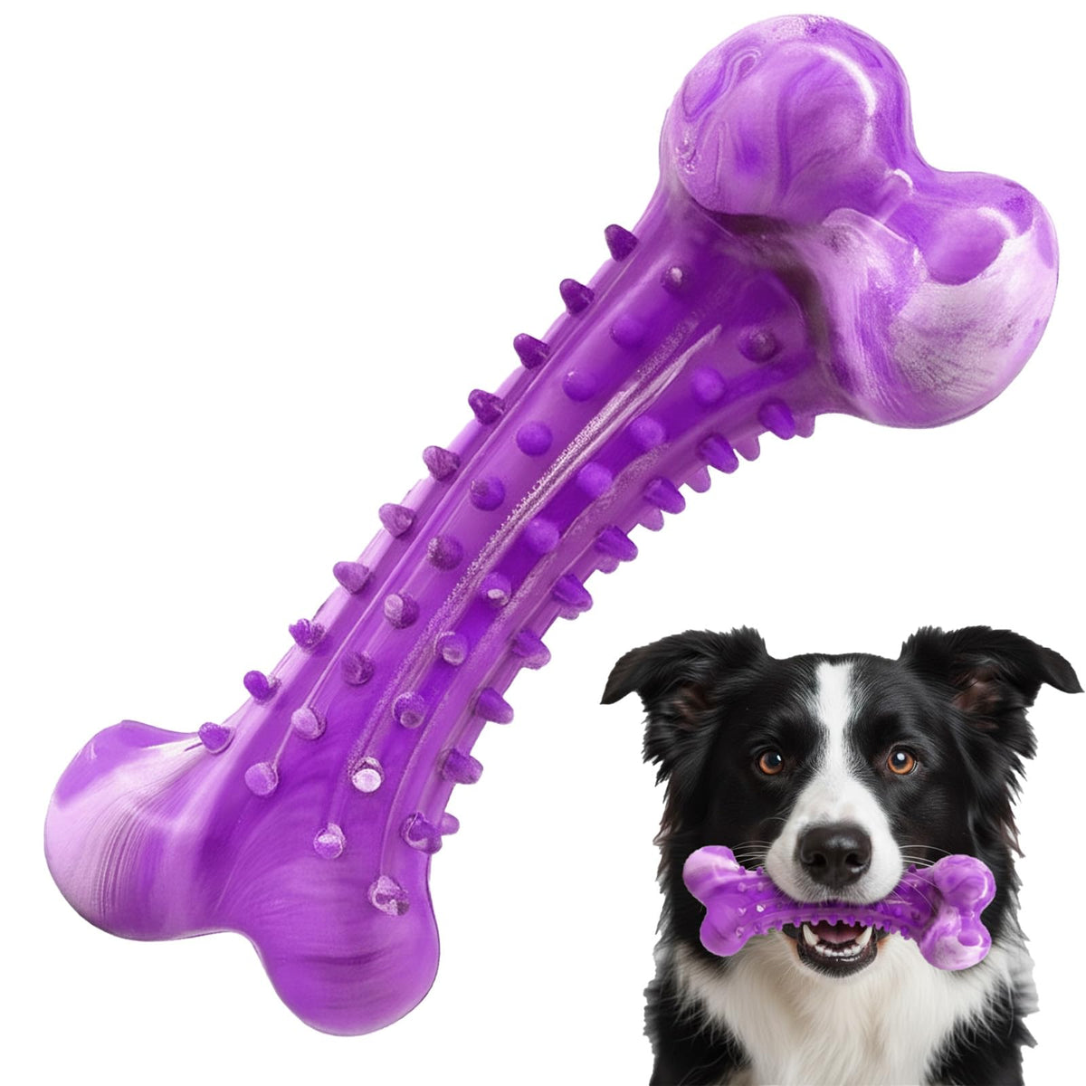 Veyaxiah bacon-flavor rubber bone for long-lasting chew sessions.