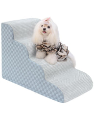 Vfrog dog stairs curved ramp grey beside sofa enables easy climbs for small dogs.