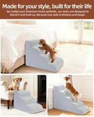 Vfrog 4-step grey stairs reach higher furniture for comfortable access up to 21 inches.