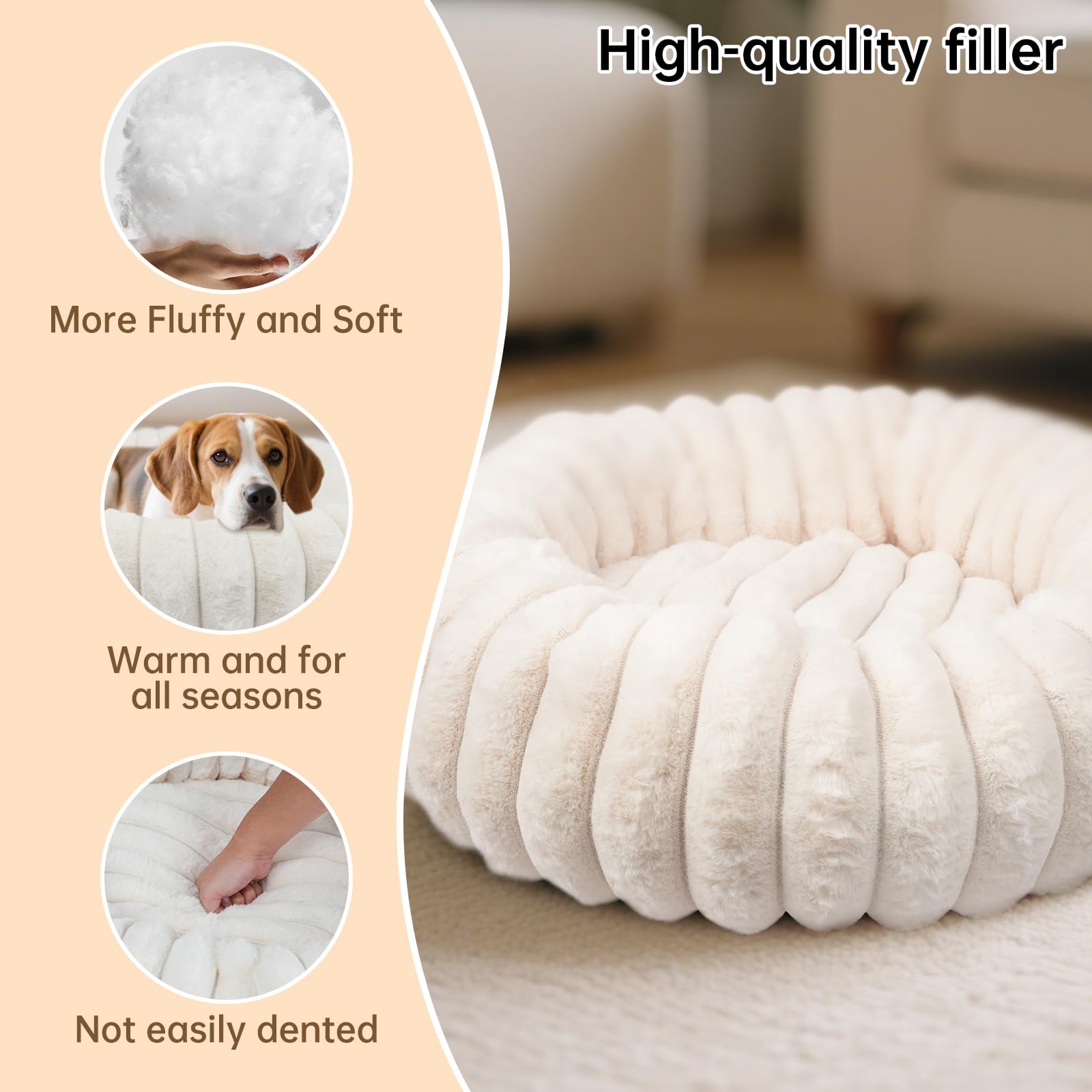 Vhen When Donut Bed features extra-fill padding for durable comfort.