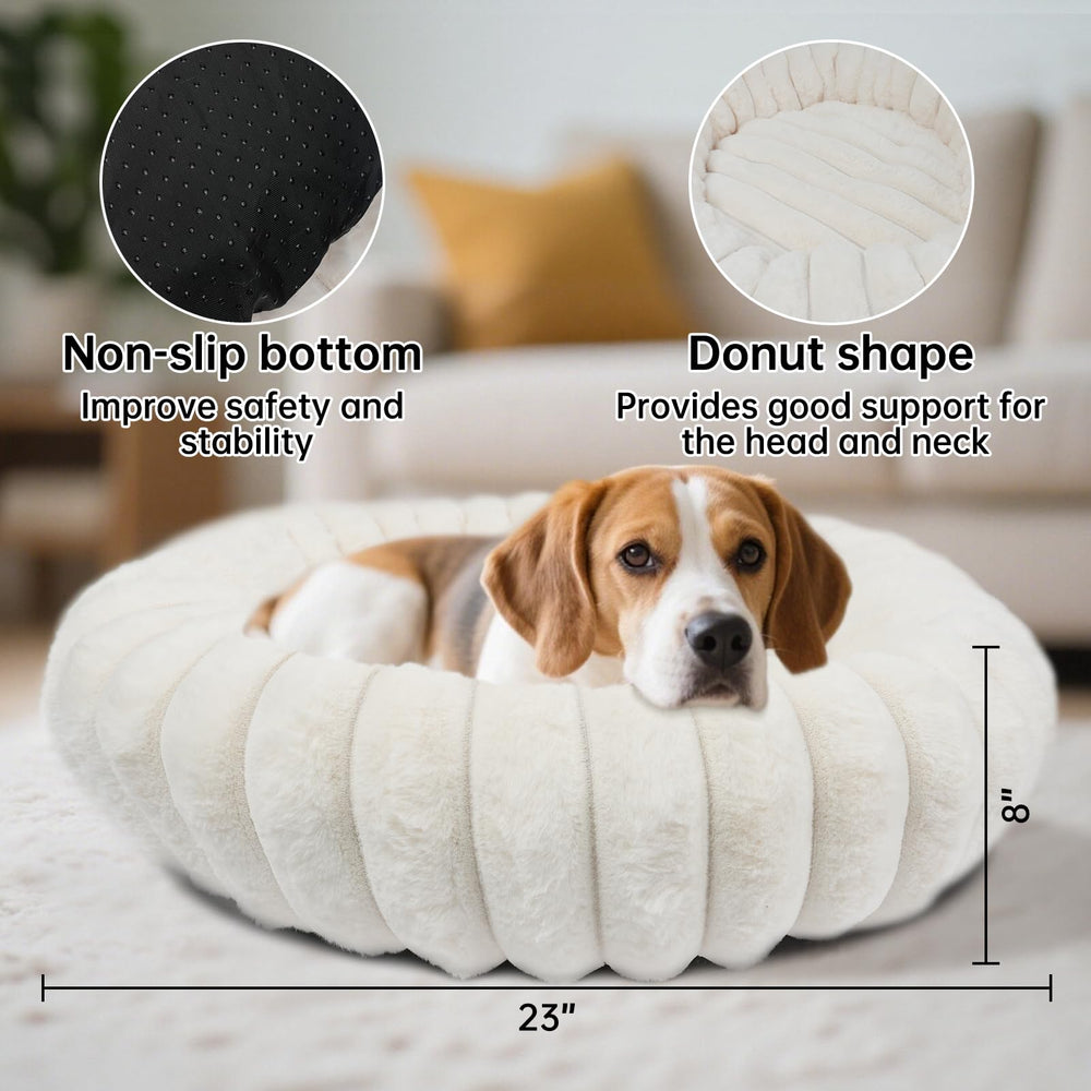 Vhen When Donut Bed top view highlights circle shape for curling up and comfort.