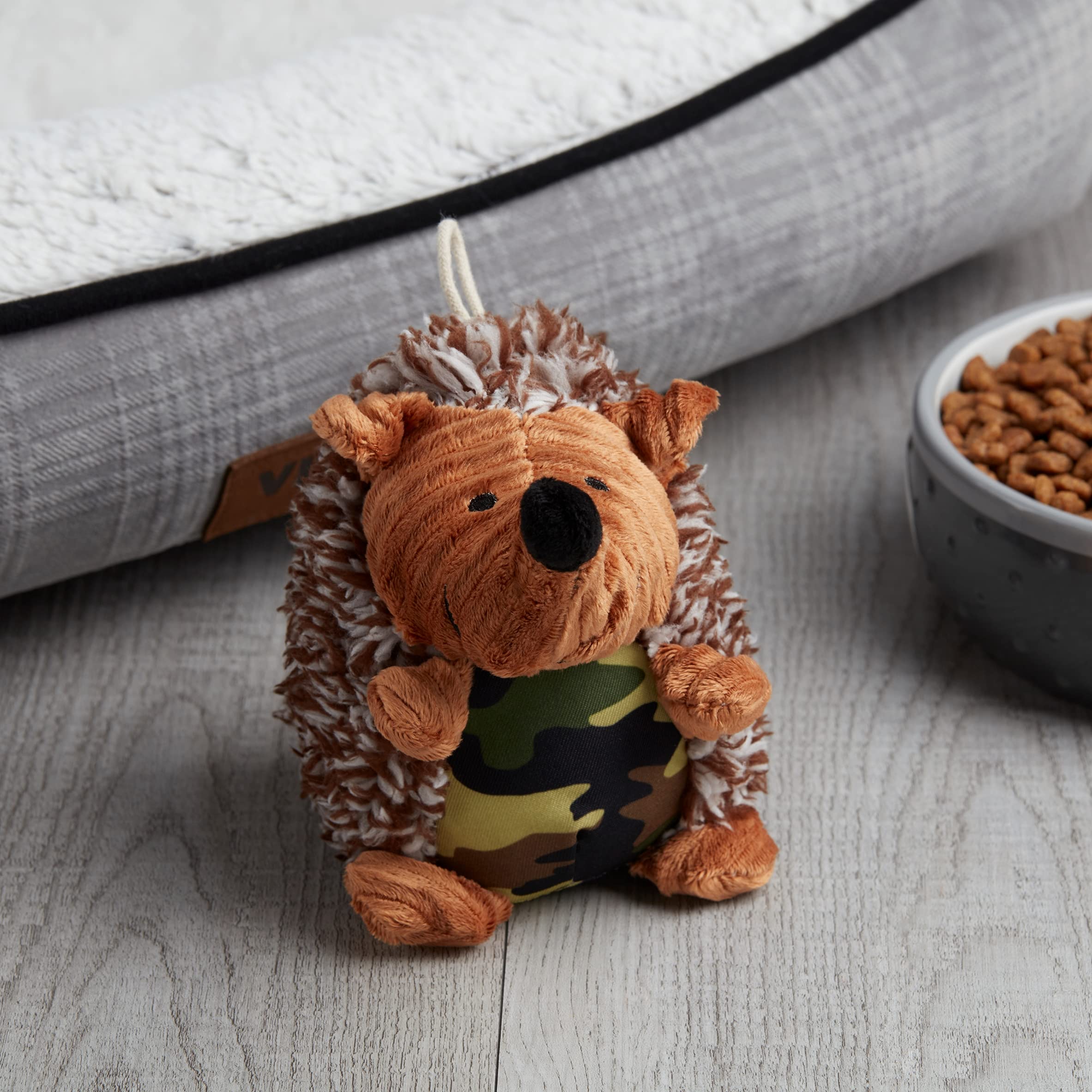 Vibrant Life Cozy Buddy Hedgehog Toy in action with small to medium dogs.