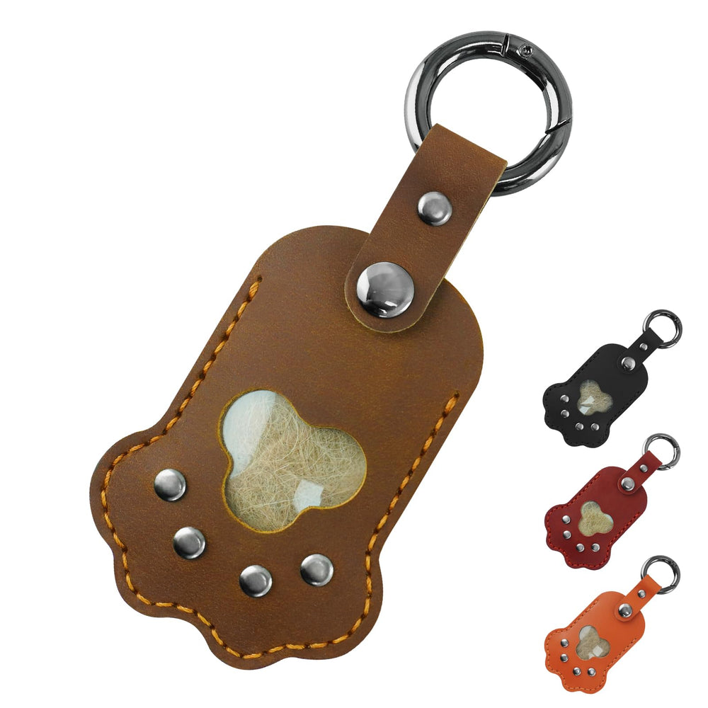 VICHERIA pet memorial keychain brown leather – classic look complements any accessory.