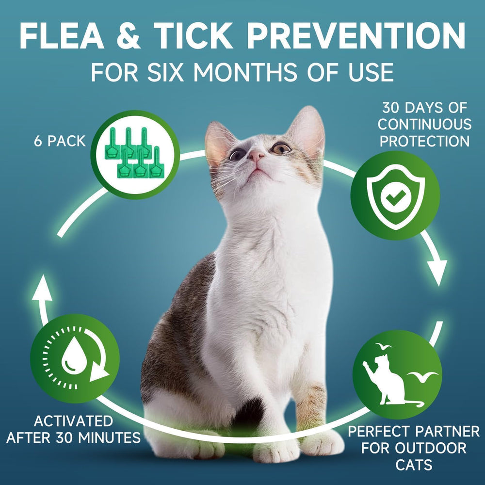 VICSOM 6-way pest protection targets fleas, ticks, eggs, larvae, lice, and lifecycle disruption.