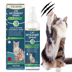 VICSOM Cat Deterrent Spray bottle closeup showing humane training focus