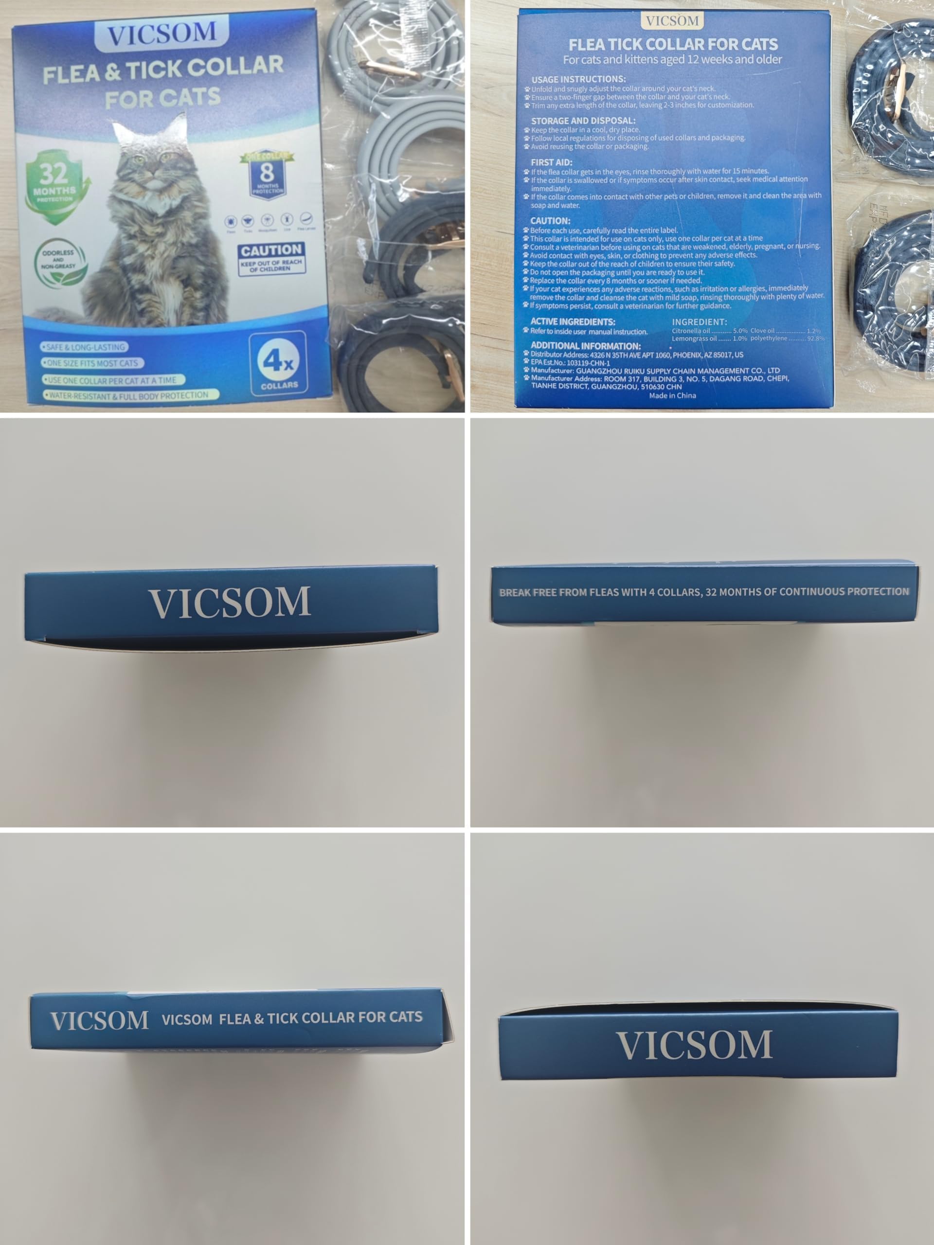 VICSOM cat wearing collar in rain demonstrates water resistance.