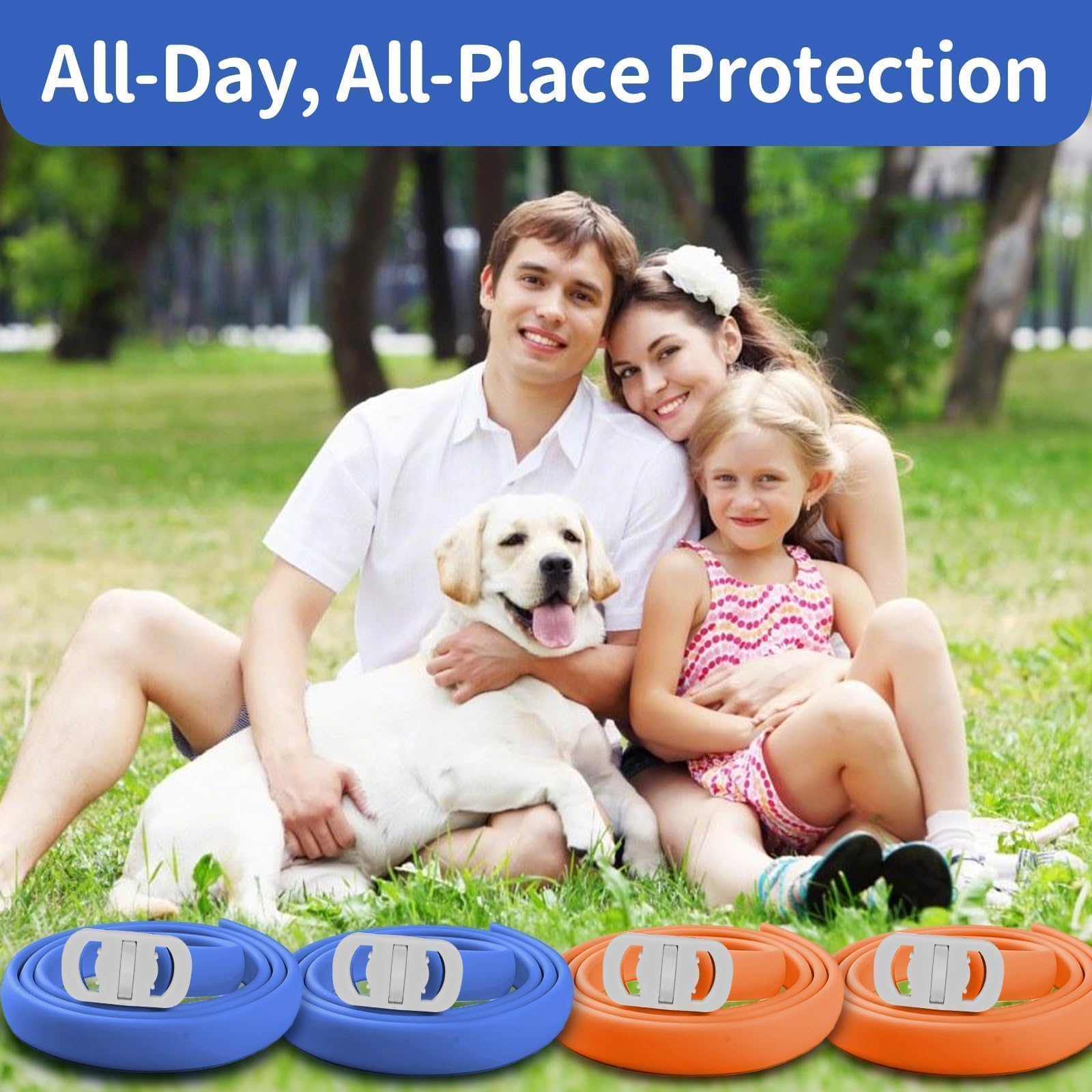 VICSOM dog flea collar in-use during a walk shows continuous protection.