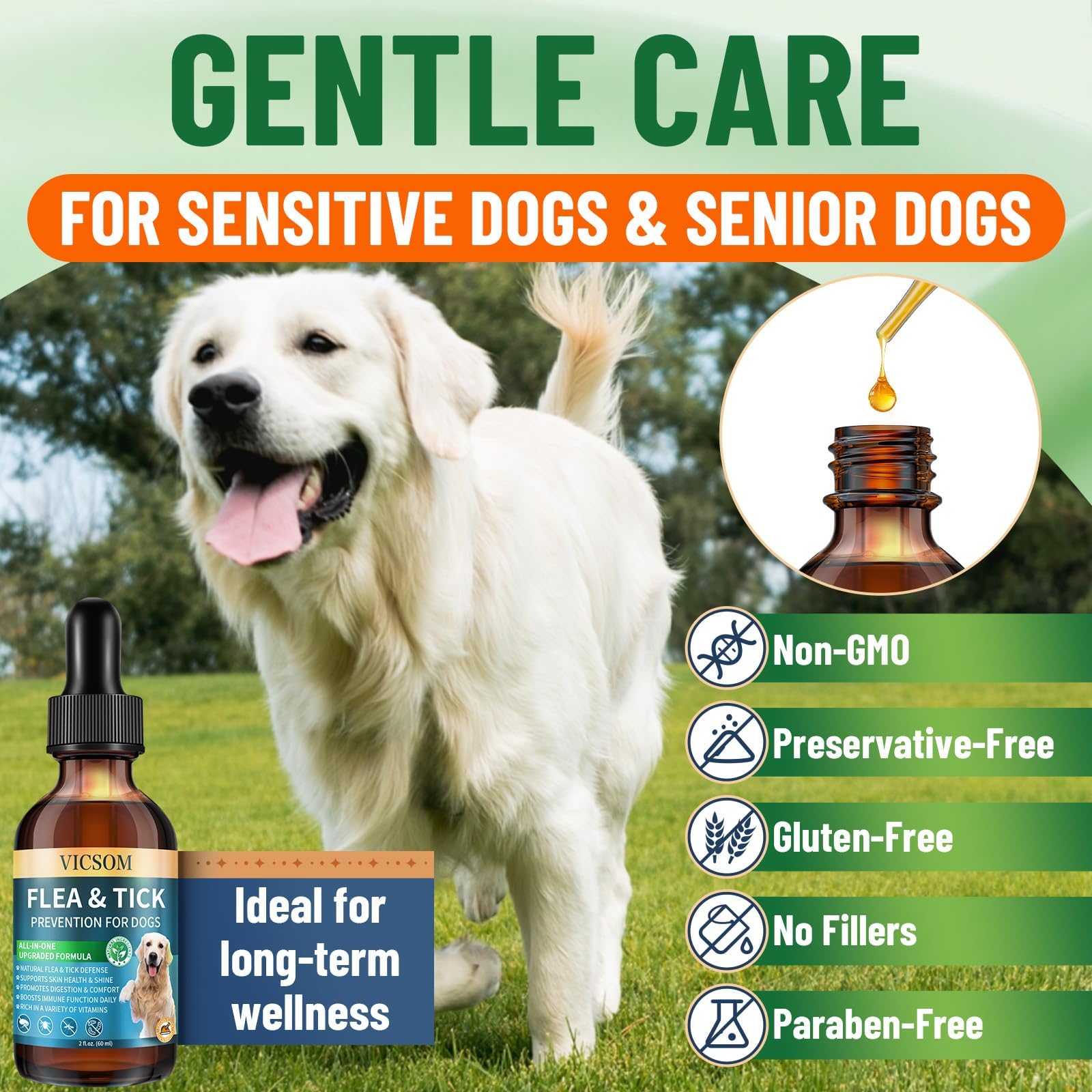 VICSOM drops being mixed into a dog’s water dish for quick serving
