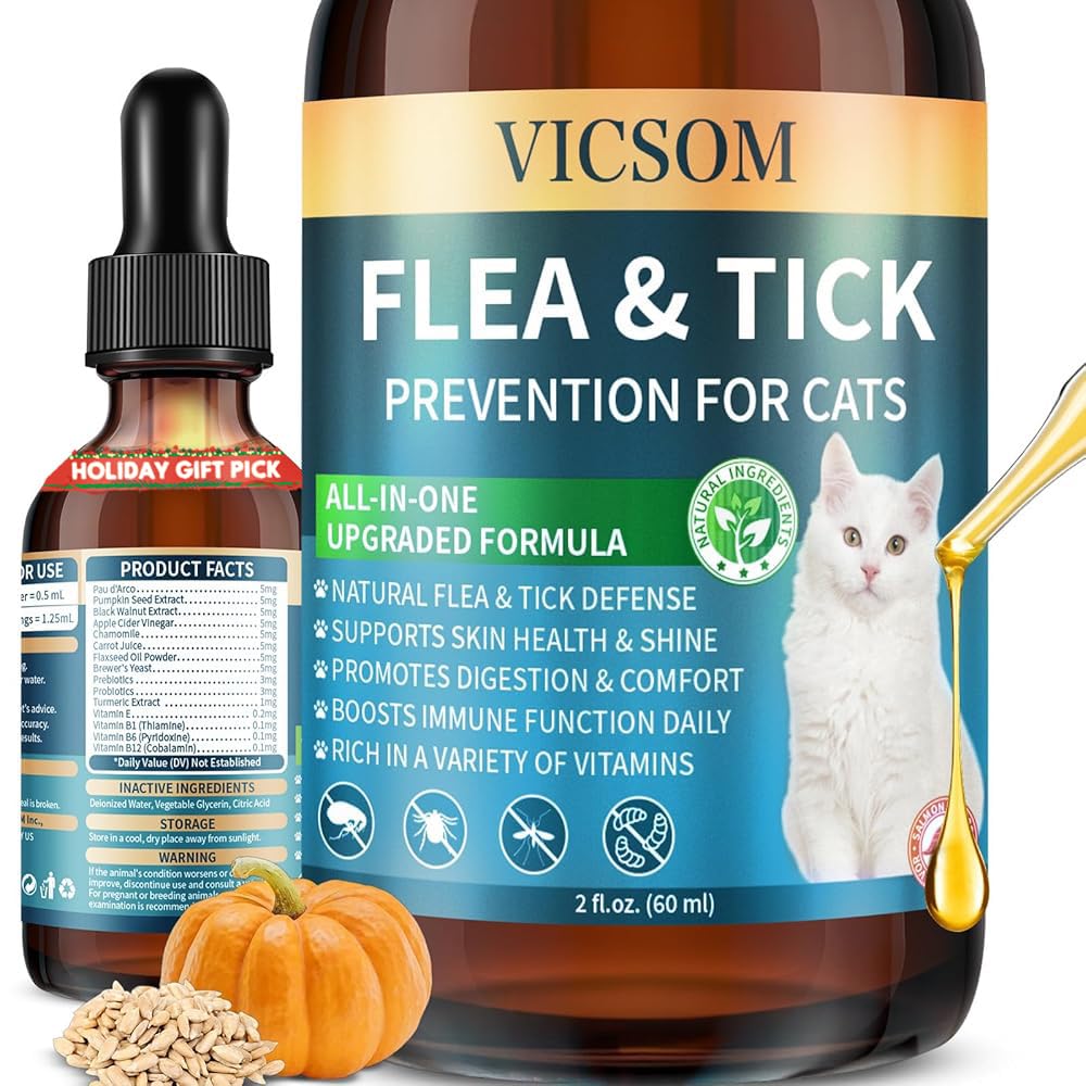VICSOM natural-flea-tick-drops-bottle for easy daily wellness against seasonal pests