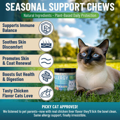 VICSOM skin-soothe fur-renewal chews suggest calmer skin and shinier coat.