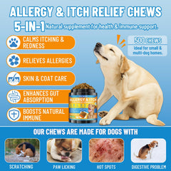 VICSOM dog allergy relief chews krill center closeup highlights tasty texture and itch relief