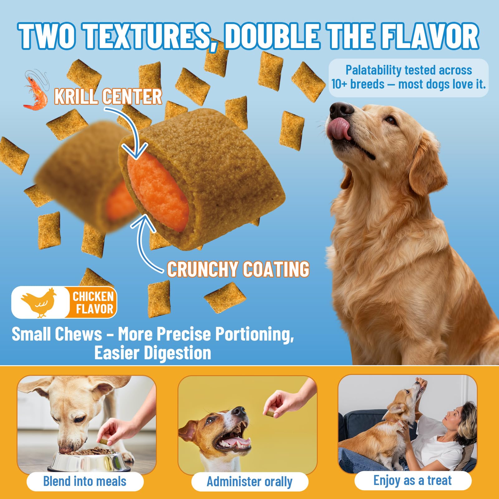 VICSOM dog allergy relief chews skin and coat close-up emphasizes moisture and shine