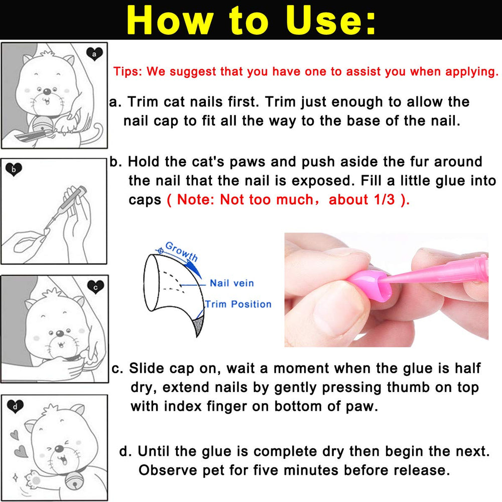 VICTHY cat claws close-up with wrapped caps shows protective nail covers.