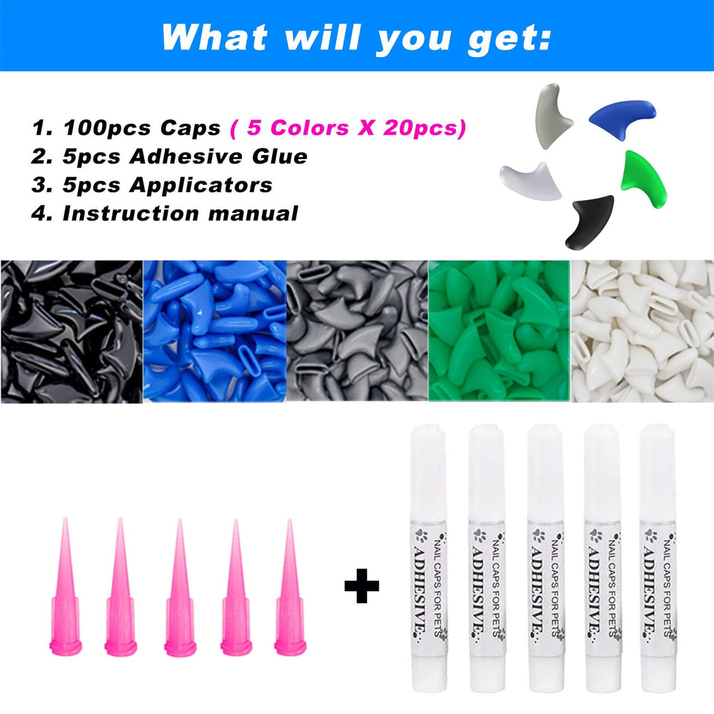 VICTHY nail caps on claw demonstrate secure fit and scratch protection.