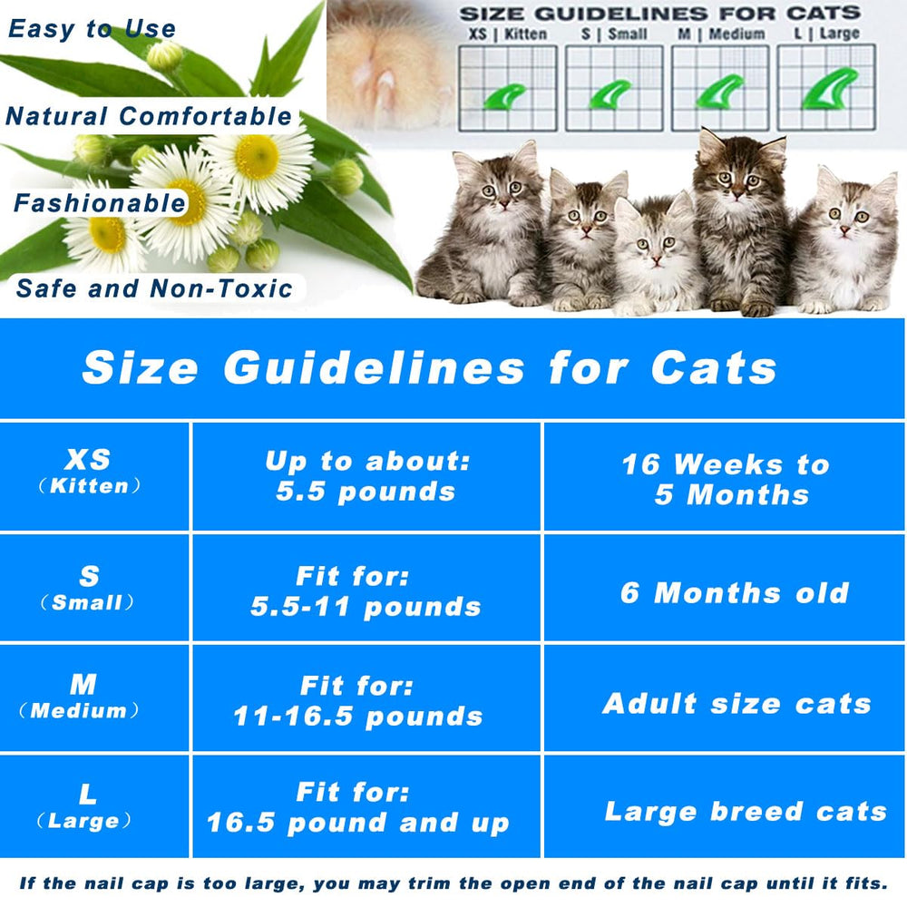 VICTHY XS size cat nail caps ideal for kittens and small paws.