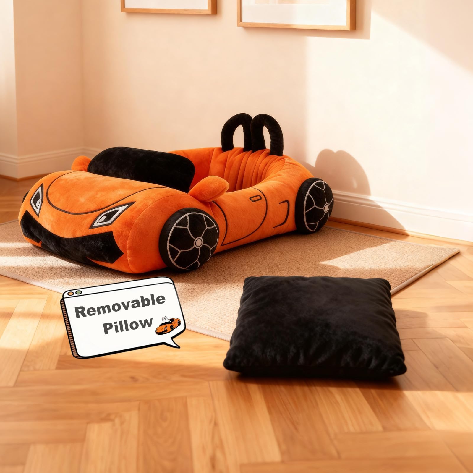 VIEFIN cat bed inside cushion showing plush PP cotton and support