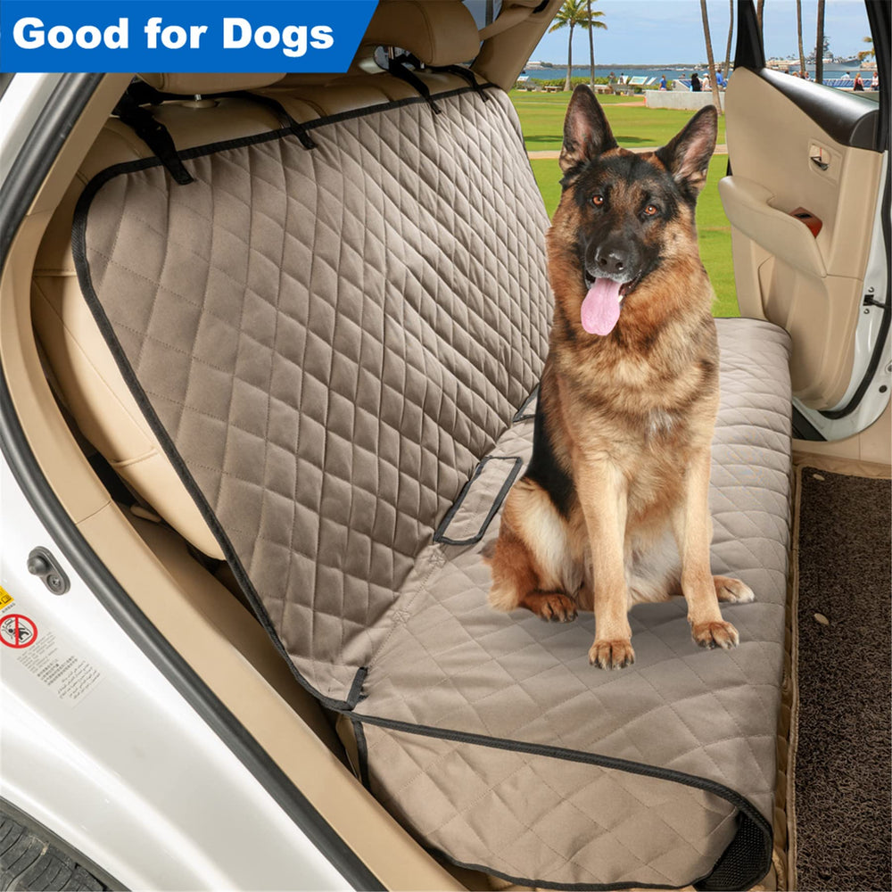 VIEWPETS Bench Anchors Straps Installation shows secure fit with headrest straps.