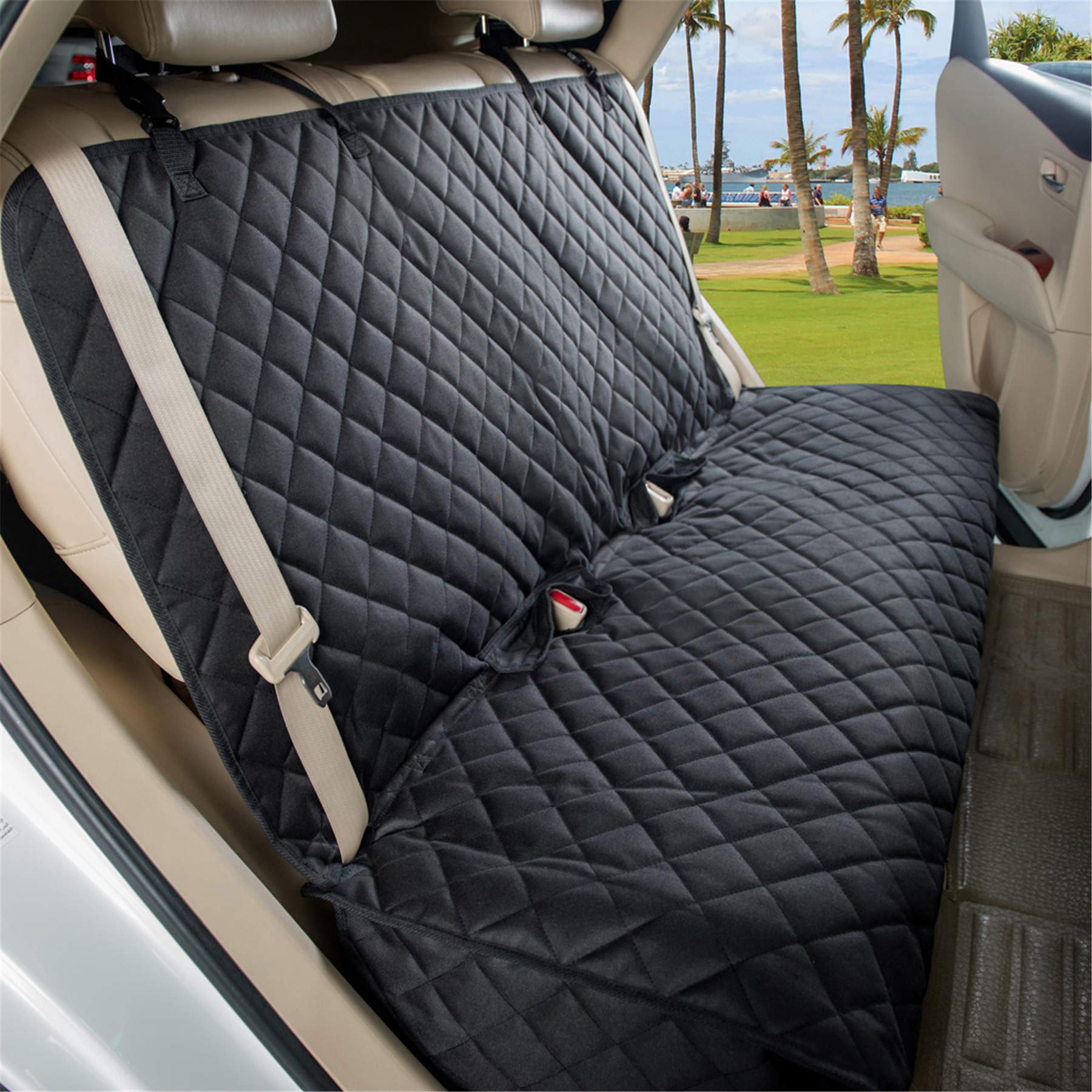 VIEWPETS bench seat cover guards against dog fur and scratches on back seat