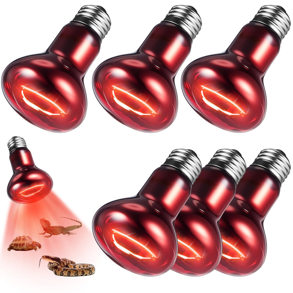 VIHOSE 6-pack 75W reptile heat bulbs pack provides consistent basking warmth.