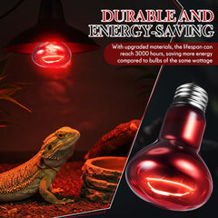 VIHOSE bearded dragon basking setup uses red heat bulb for healthy warming.