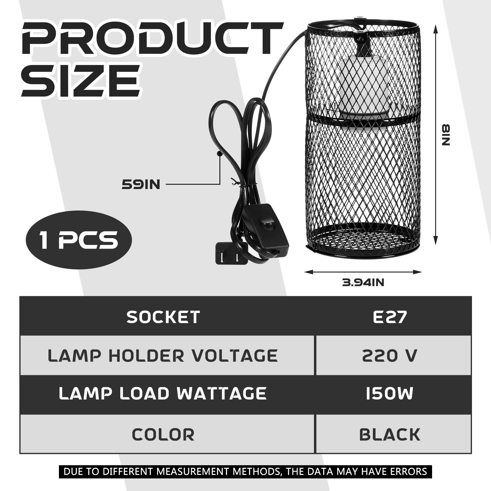 VIHOSE ceramic heat emitter-ready guard works with 150W heat sources for steady reptile warmth.